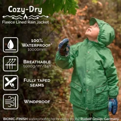 Kids Fleece Lined Rain Jackets | Dusty Blue