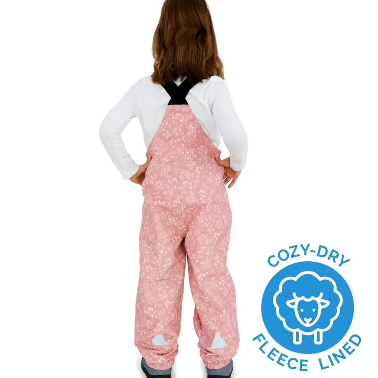 Kids Fleece Lined Rain Overalls | Prairie Flowers