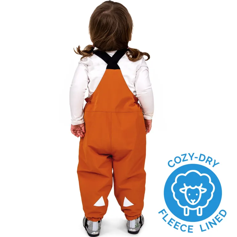Kids Fleece Lined Rain Overalls | Terracotta