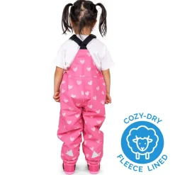 Kids Fleece Lined Rain Overalls | Hearts