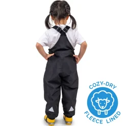 Kids Fleece Lined Rain Overalls | Black