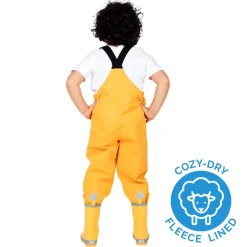 Kids Fleece Lined Rain Overalls | Yellow