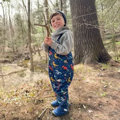 Kids Fleece Lined Rain Overalls | Space Dinos