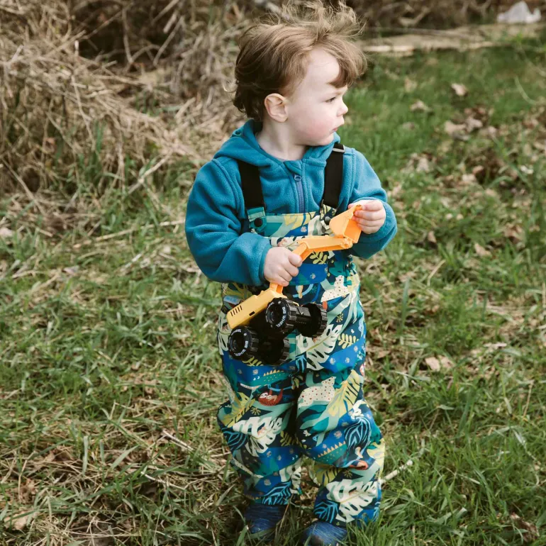 Kids Fleece Lined Rain Overalls | Jungle Nights