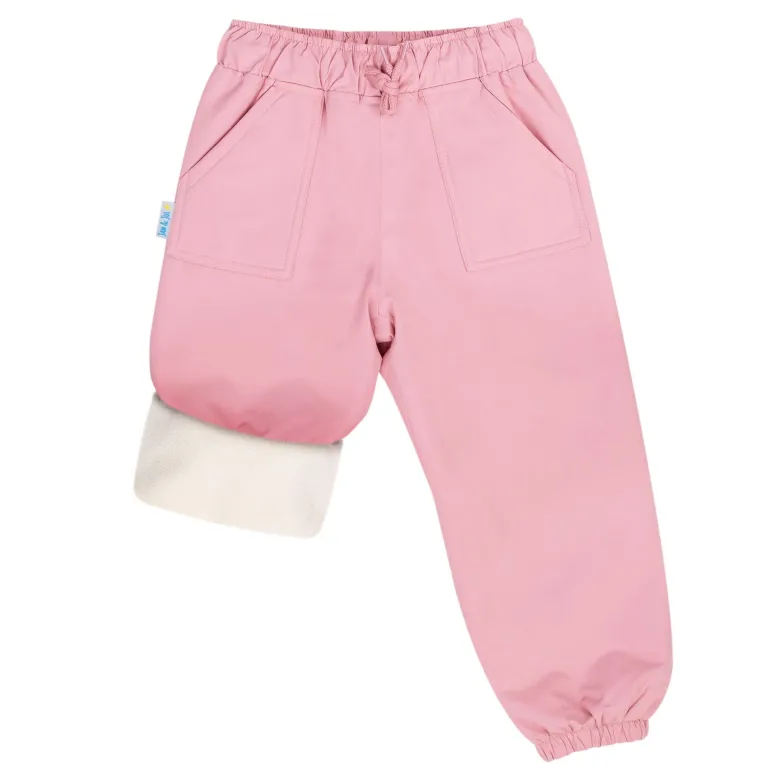Kids Fleece Lined Rain Pants | Dusty Pink