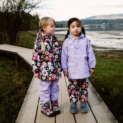 Kids Fleece Lined Rain Pants | Winter Flowers