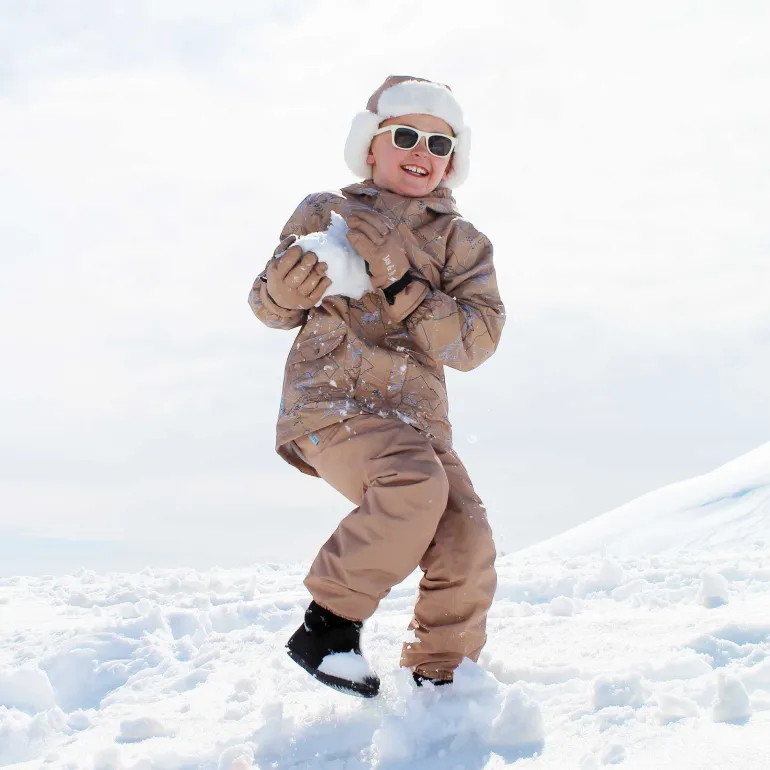 Kids Fleece Lined Rain Pants | Soft Brown