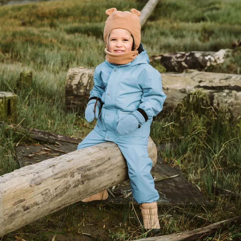 Kids Fleece Lined Rain Pants | Dusty Blue