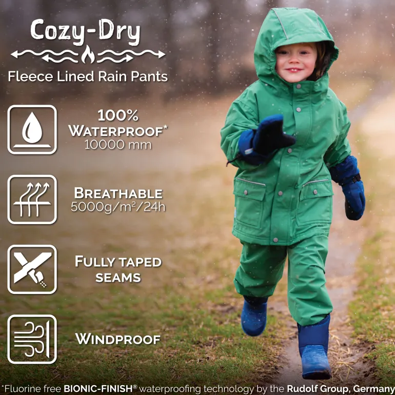 Kids Fleece Lined Rain Pants | Soft Brown