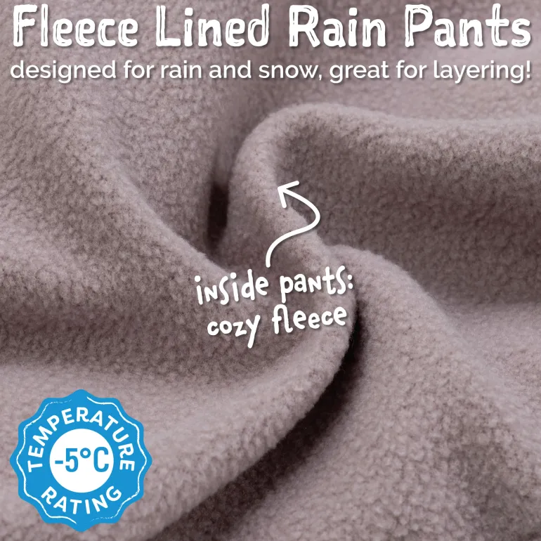 Kids Fleece Lined Rain Pants | Bear Mountain