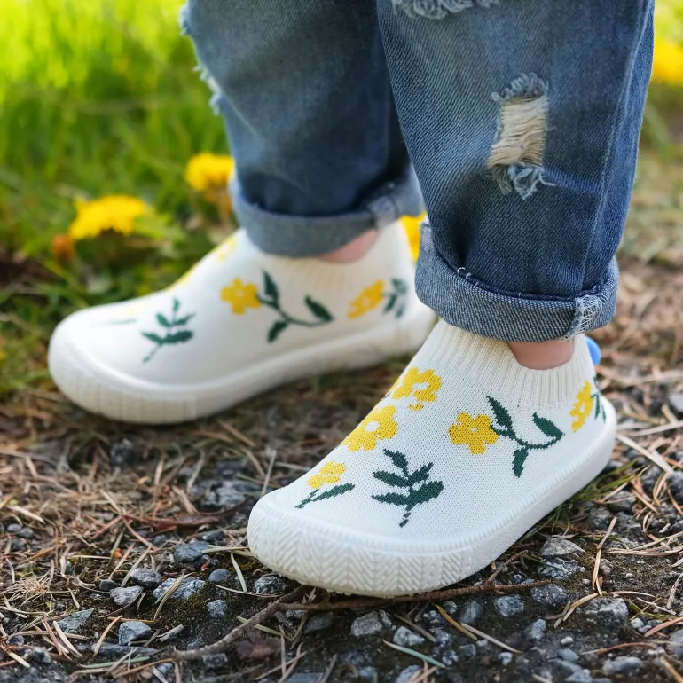 Kids Graphic Slip On Shoes | Yellow Flower