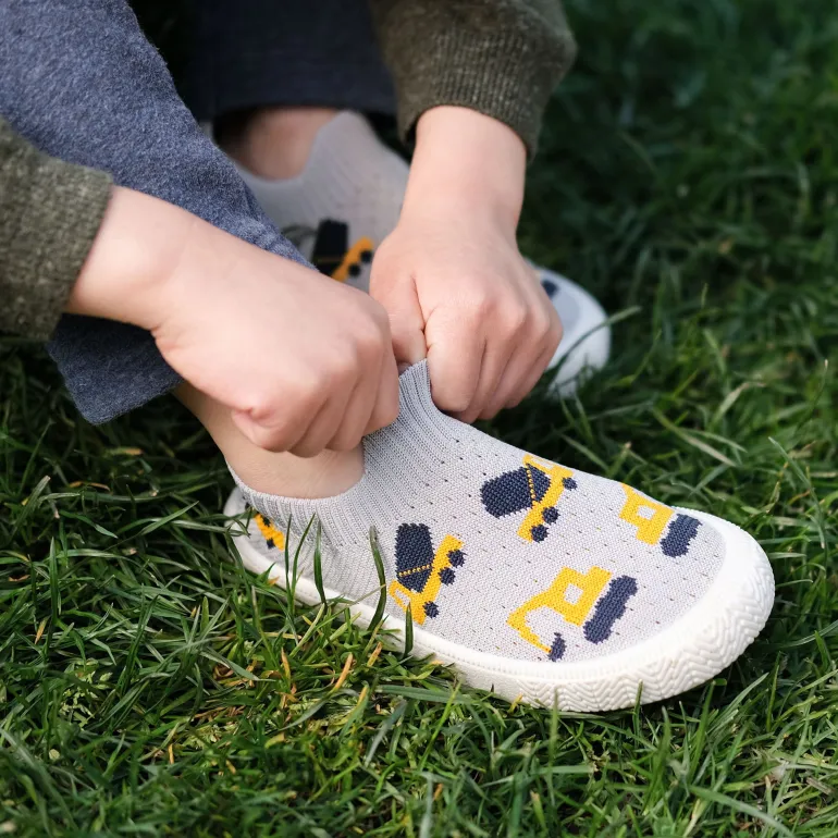 Kids Graphic Slip On Shoes | Grey Construction