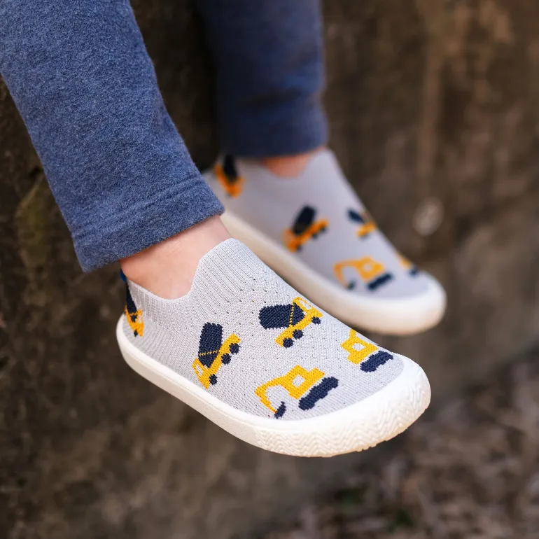 Kids Graphic Slip On Shoes | Grey Construction