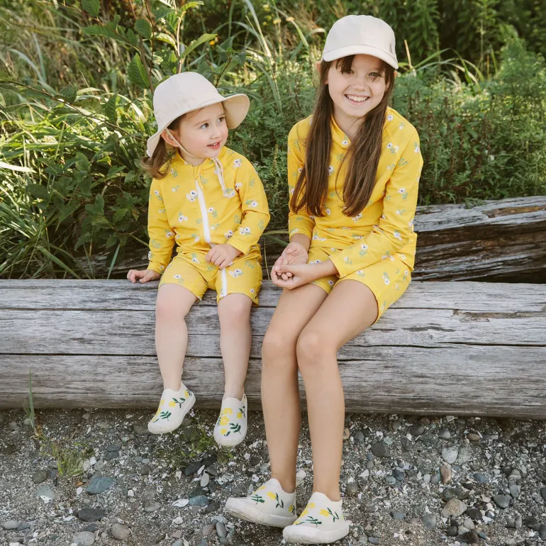 Kids Graphic Slip On Shoes | Yellow Flower