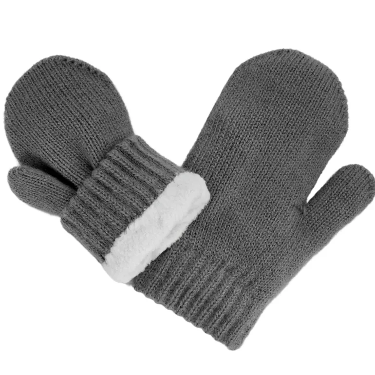 Kids Knit Mittens | Dark Grey