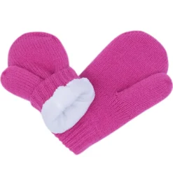 Kids Knit Mittens | Hot Pink