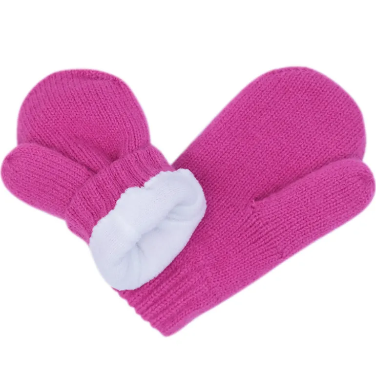 Kids Knit Mittens | Hot Pink