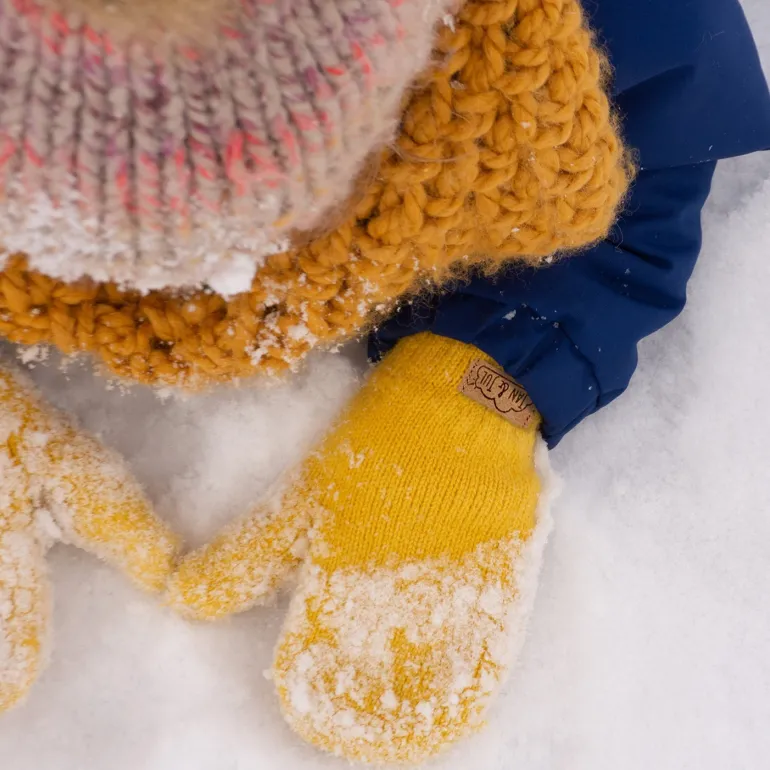 Kids Knit Mittens | Mustard