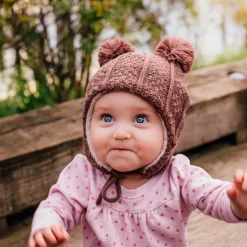 Kids Knit Winter Earflap Hats | Brown Bear