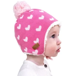 Kids Knit Winter Earflap Hats | Hearts