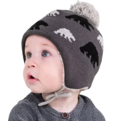 Kids Knit Winter Earflap Hats | Bear Cub