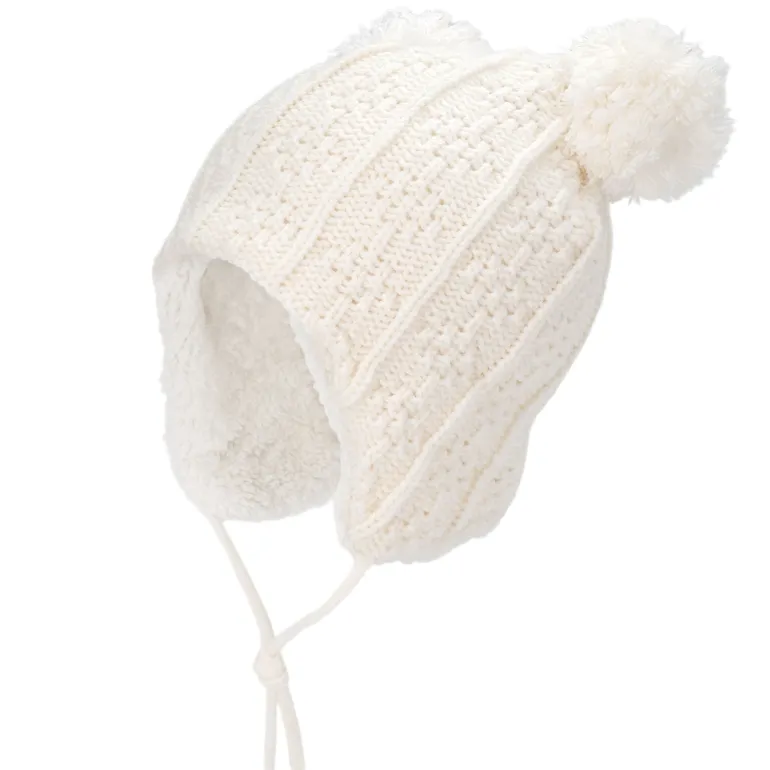 Kids Knit Winter Earflap Hats | Cream Bear