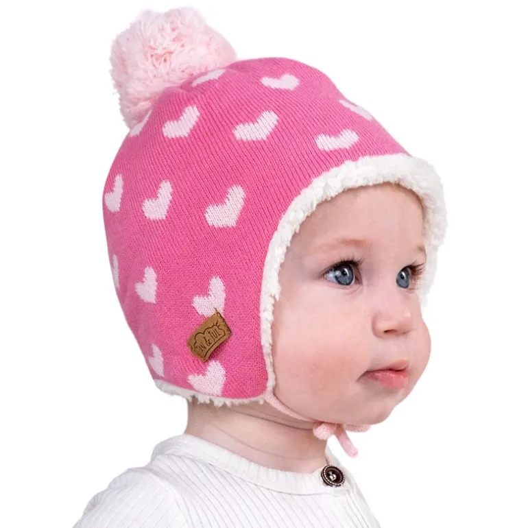 Kids Knit Winter Earflap Hats | Hearts