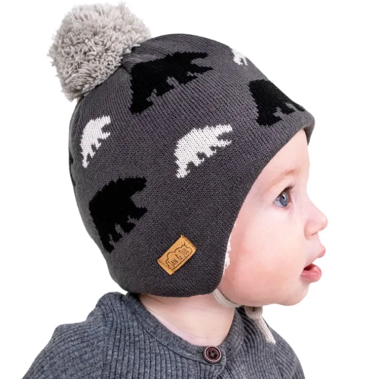 Kids Knit Winter Earflap Hats | Bear Cub