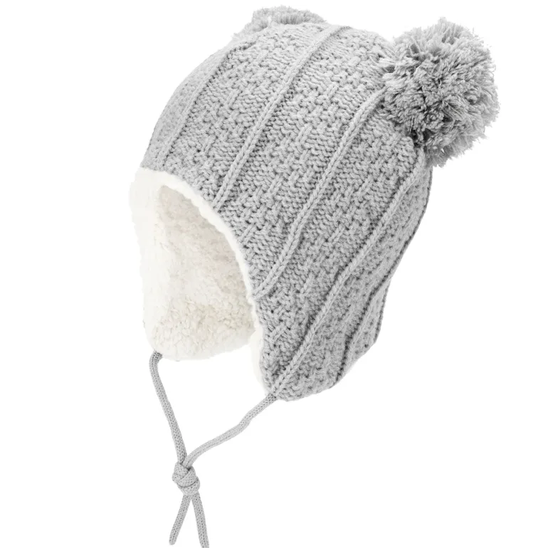 Kids Knit Winter Earflap Hats | Grey Bear