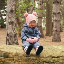 Kids Knit Winter Earflap Hats | Pink Bear