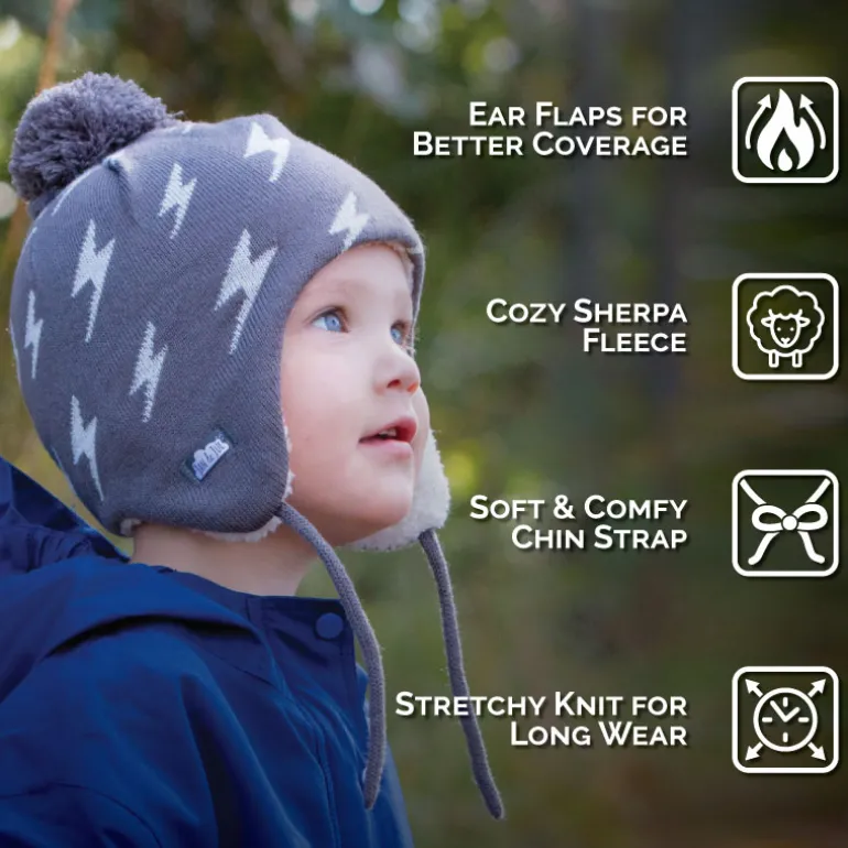 Kids Knit Winter Earflap Hats | Bear Cub