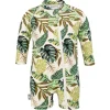 Kids One Piece UV Sun Suit | Green Tropical