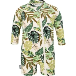 Kids One Piece UV Sun Suit | Green Tropical