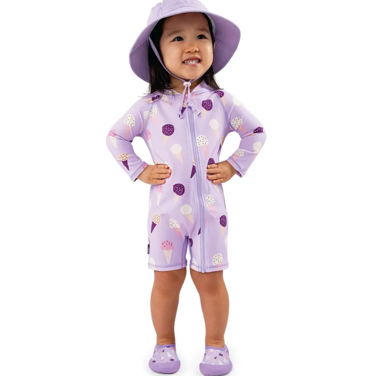 Kids One Piece UV Sun Suit | Lavender Ice Cream