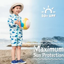 Kids One Piece UV Sun Suit | Blue Whale
