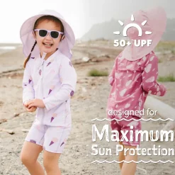 Kids One Piece UV Sun Suit | Lavender Ice Cream