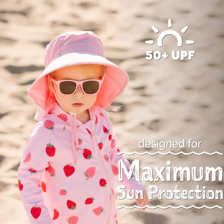 Kids One Piece UV Sun Suit | Pink Strawberry