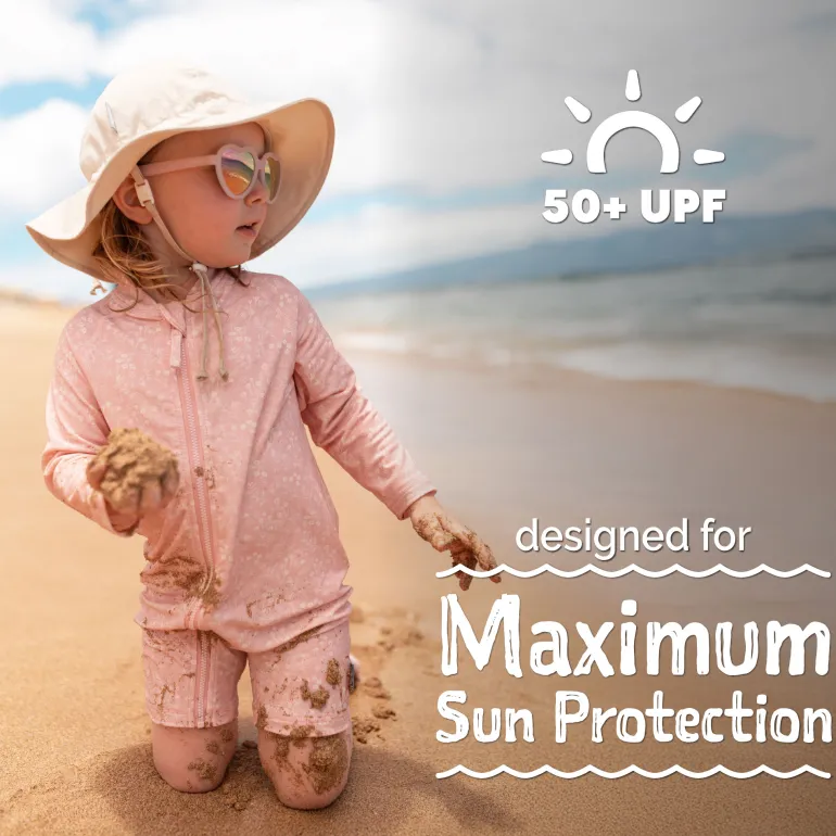 Kids One Piece UV Sun Suit | Pink Daisy