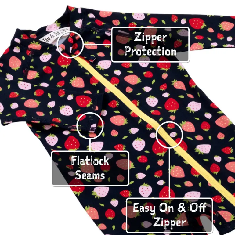 Kids One Piece UV Sun Suit | Strawberry
