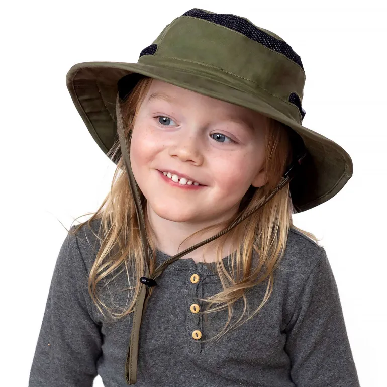 Kids Packable Hiking Hats | Army Green