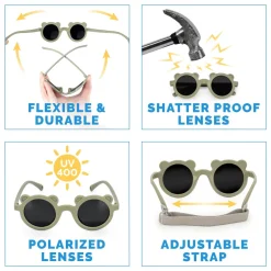 Kids Polarized Bear Sunglasses | Olive Khaki