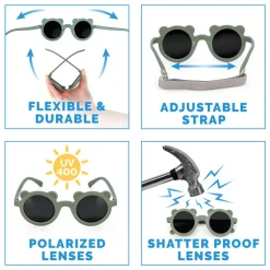 Kids Polarized Bear Sunglasses | Crocodile Green