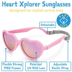 Kids Polarized Heart Sunglasses | Peachy Pink