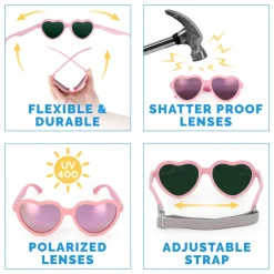 Kids Polarized Heart Sunglasses | Peachy Pink