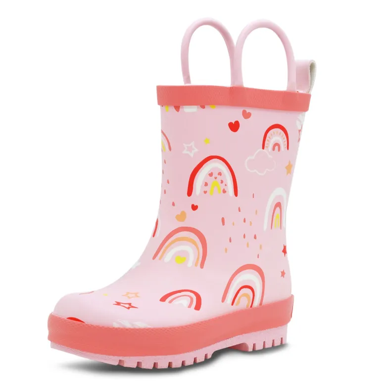 Kids Rubber Rain Boots | Pink Rainbow