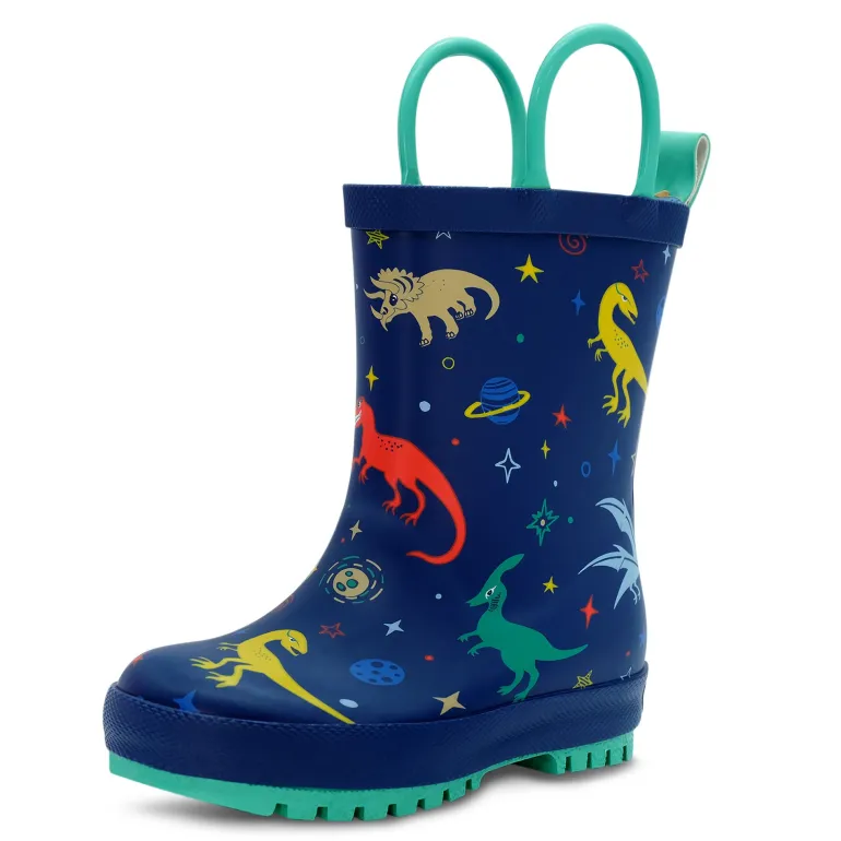 Kids Rubber Rain Boots | Space Dinos