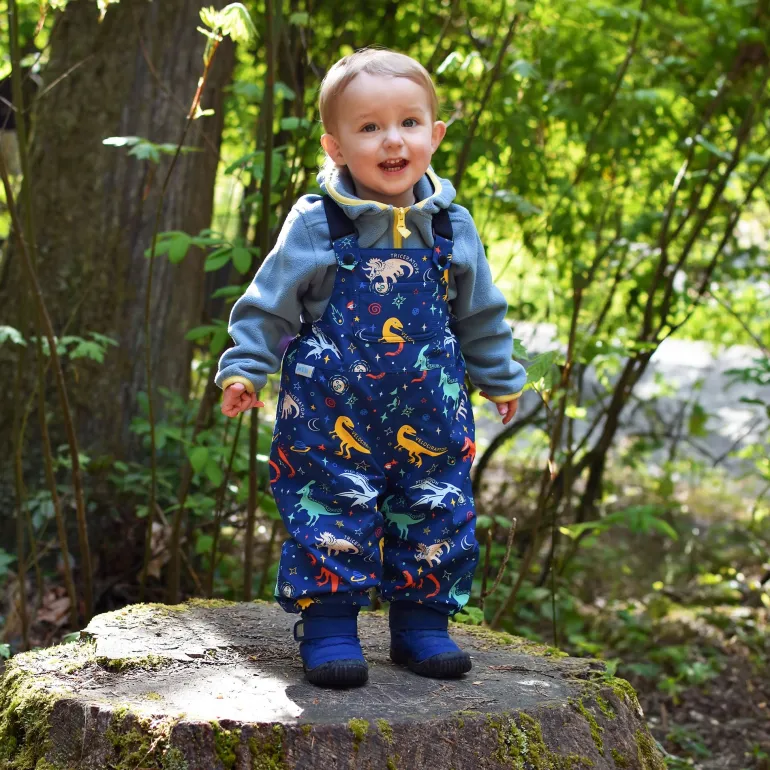 Kids Single Layer Rain Overalls | Space Dinos