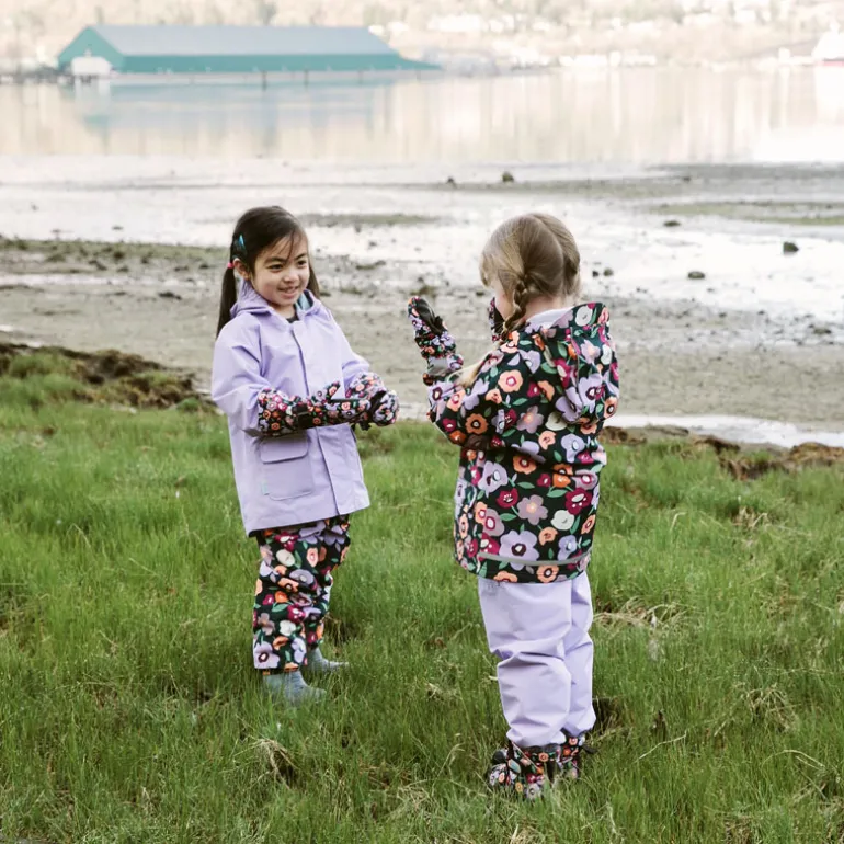 Kids Single Layer Rain Pants | Winter Flowers