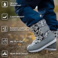 Kids Tall Puffy Winter Boots | Heather Grey