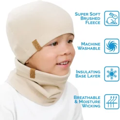 Kids Thermal Beanie Caps | Oatmeal